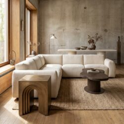 Bijzettafel Vevey in brushed gold, ijzer, modern ontwerp