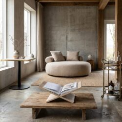 Boekenstandaard Belice beige, handgemaakt uit travertine
