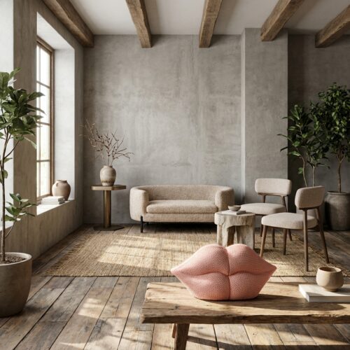 Roze boekenstandaard Kiss, handgemaakt uit polyresin, speelse interieuraccessoire