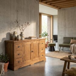 Klassiek bruin dressoir Bologna 160 cm met gemonteerd front