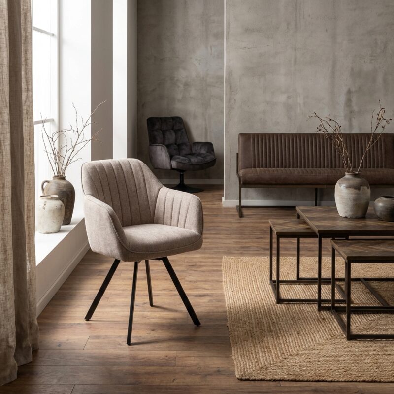 Bruno Armstoel - fabric Nature 120 Beige grey (draaibaar)