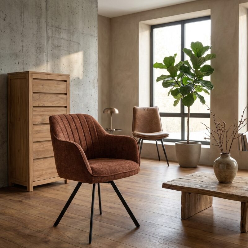 Bruno Armstoel - fabric Nature 500 Pearl copper (draaibaar)