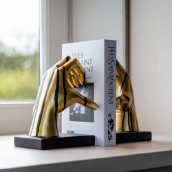 Perspectief van Boekenstandaard Love black/gold, goud en zwart, polyresin