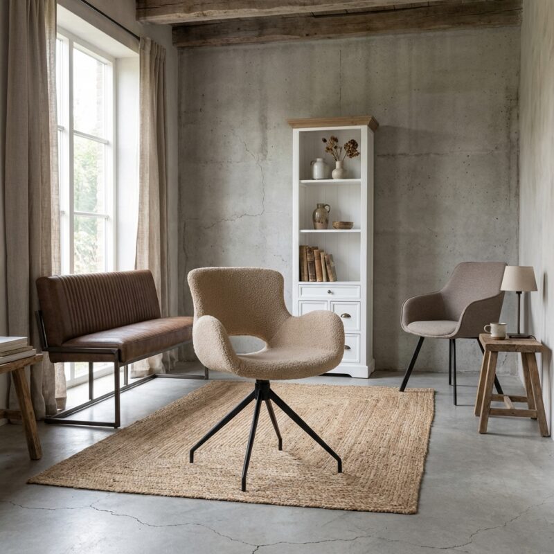 Campo Armstoel - fabric Teddy MJ83 Light brown (draaibaar)