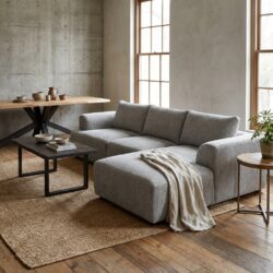 Canterbury 2 5-AL + Chaise R - Mona 120 Taupe, hotelstijl bankstel in bruin leer