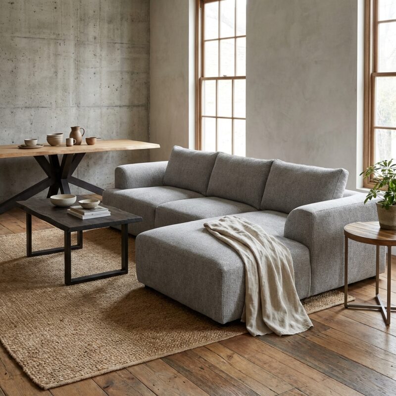 Canterbury 2 5-AL + Chaise R - Mona 120 Taupe, hotelstijl bankstel in bruin leer