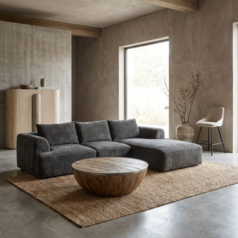 Canterbury 2-5 AL bankstel in cement grijs, hotelchique stijl