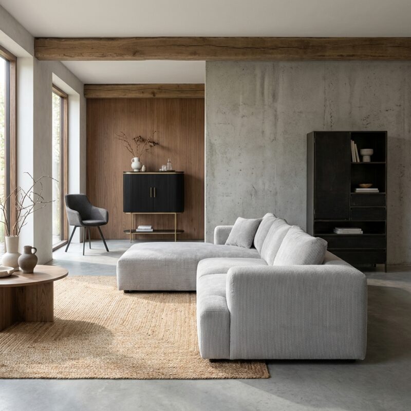 Canterbury 2-5 AR bankstel in taupebruin met hotelchique stijl