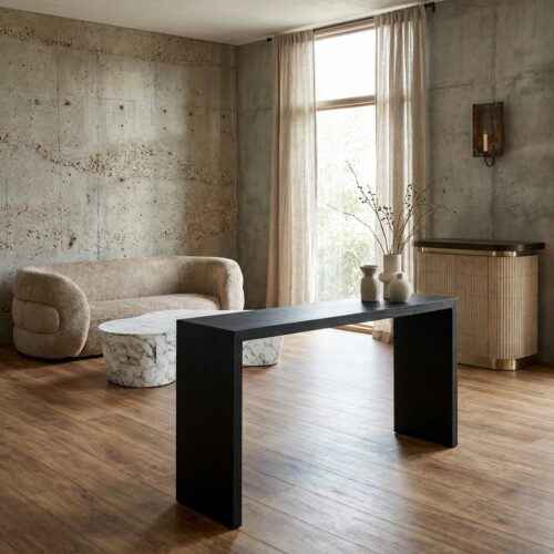 Console Oakura zwarte wandtafel van zwart eiken fineer
