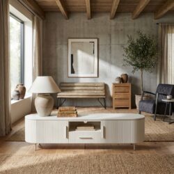 Corbetta TV-meubel in beige Japandi-stijl met 185 cm lengte