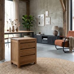 Corona ladekast 50 cm, landelijk stijl, bruin, teak, unfinished