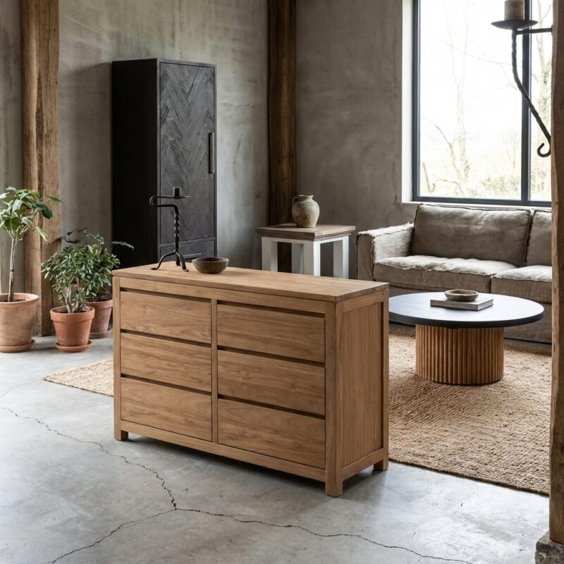 Corona ladekast 60 cm, landelijk stijl, bruin, teakhout