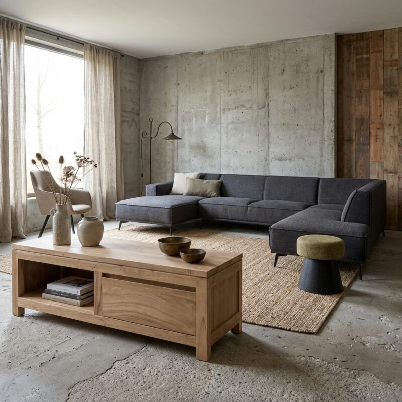 Corona TV-meubel 120 cm, landelijk stijl, bruin, teak, onafgewerkt