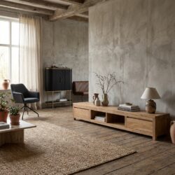 Corona TV-meubel 240 cm, landelijk stijl, bruin, teak