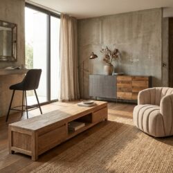 Corona TV-meubel 300 cm, landelijk stijl, bruin, teak