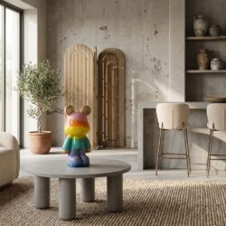 Decoratief object Baloo, groen, oranje, paars, polyresin, handgemaakt