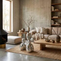 Decoratief zilveren hond met spiegeloppervlak in polyresin en mozaïek