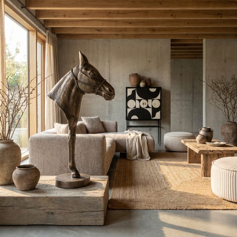 Decoratief object Jolly in antiek messing, handgemaakt uit aluminium