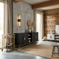 Dressoir Blackbone goud 4-deuren eiken RVS