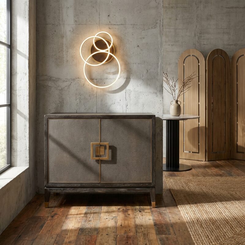 Bloomville dressoir met 2 deuren in bruin, goud en zwart