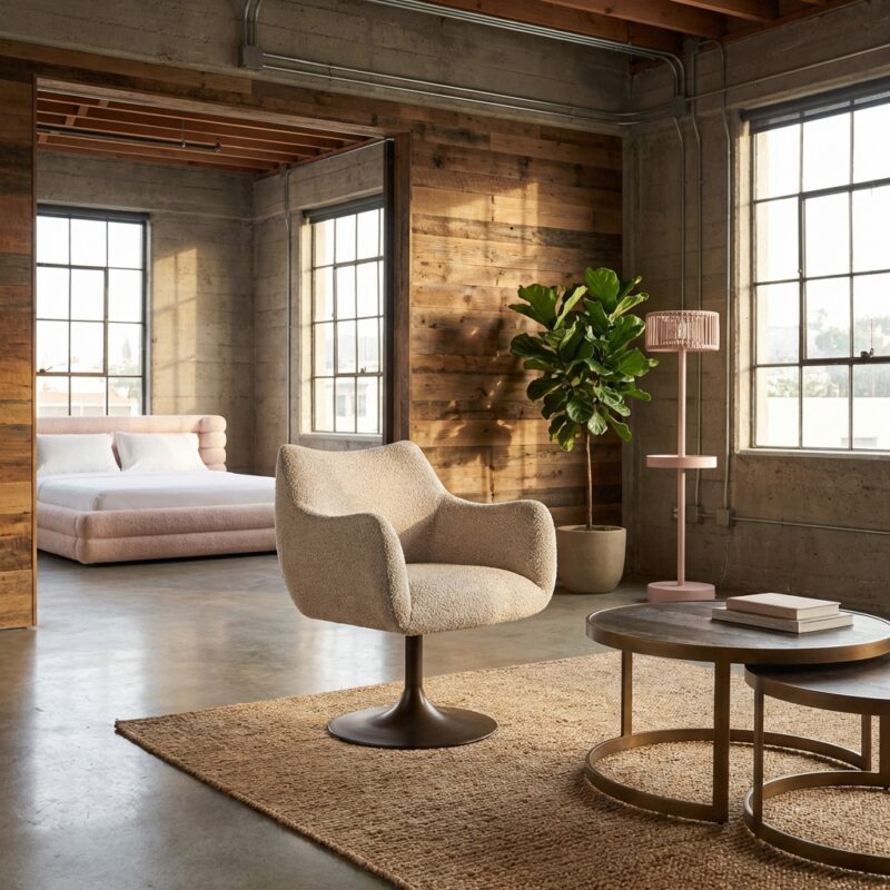 Elegante eetkamerstoel Aldo natural linear swivel met armleuning en draaibaar