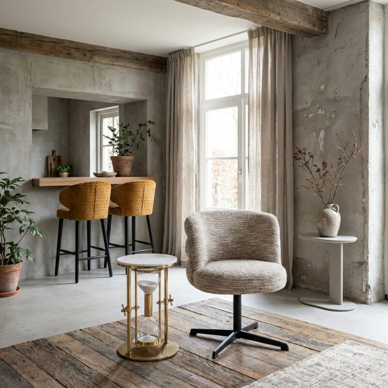 Eetkamerstoel Alexander Jones beige coco swivel draaibaar luxe stoel