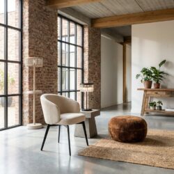 Eetkamerstoel Amphara FR white chenille fire retardant wit polyester