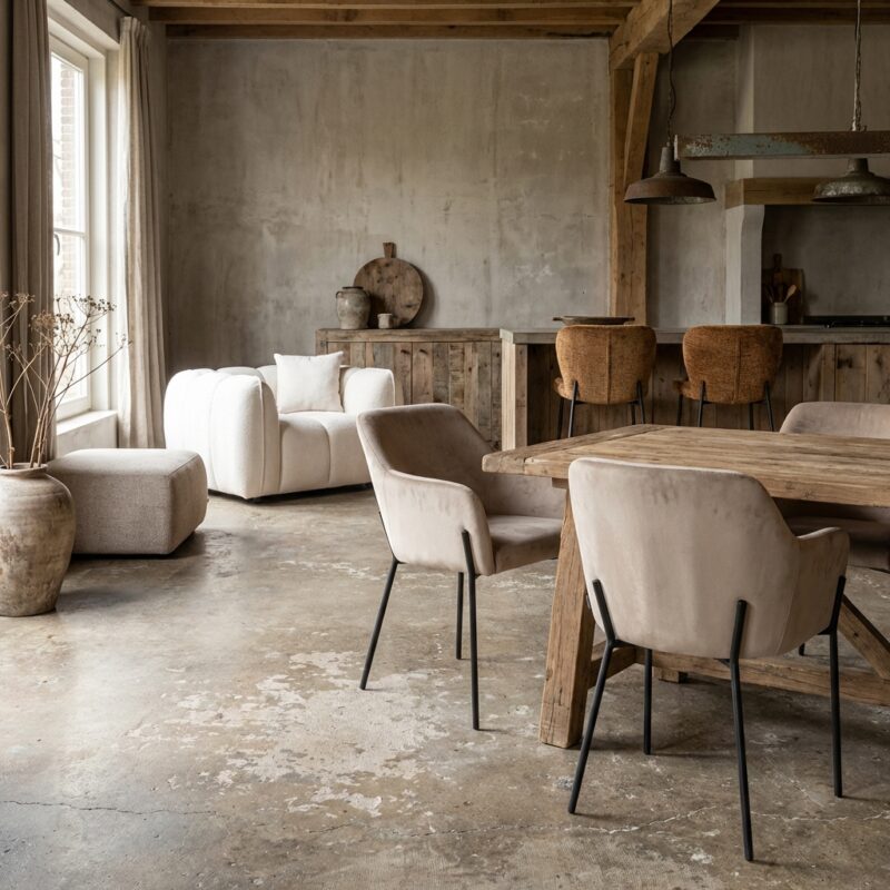 Eetkamerstoel Fay khaki velvet fire retardant hoofdafbeelding