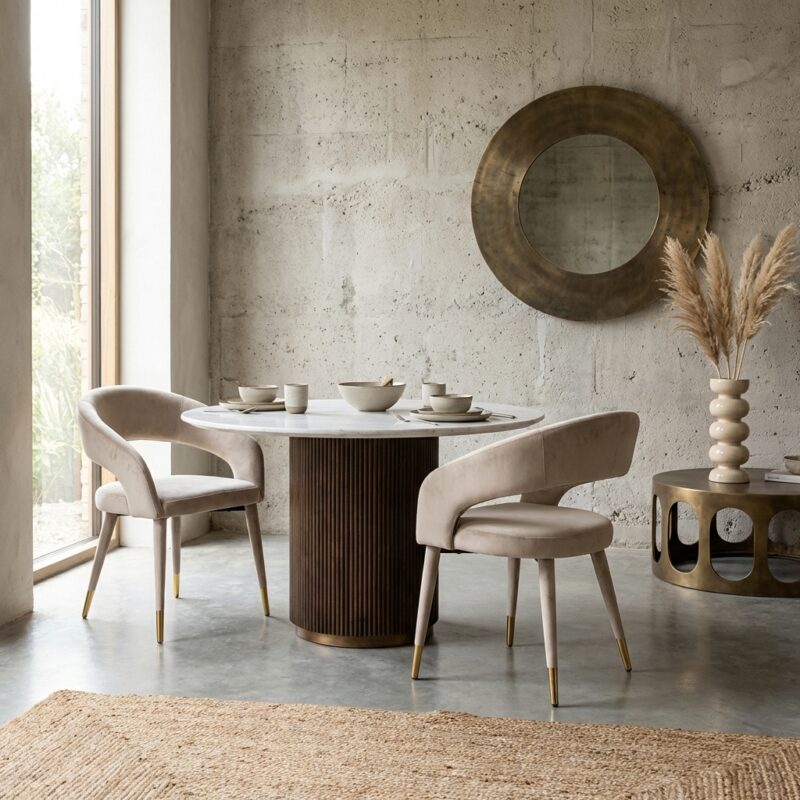 Eetkamerstoel Gia khaki velvet fire retardant