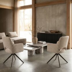 Eetkamerstoel Ginerva biscotti swivel in brons met armleuning en draaibaar