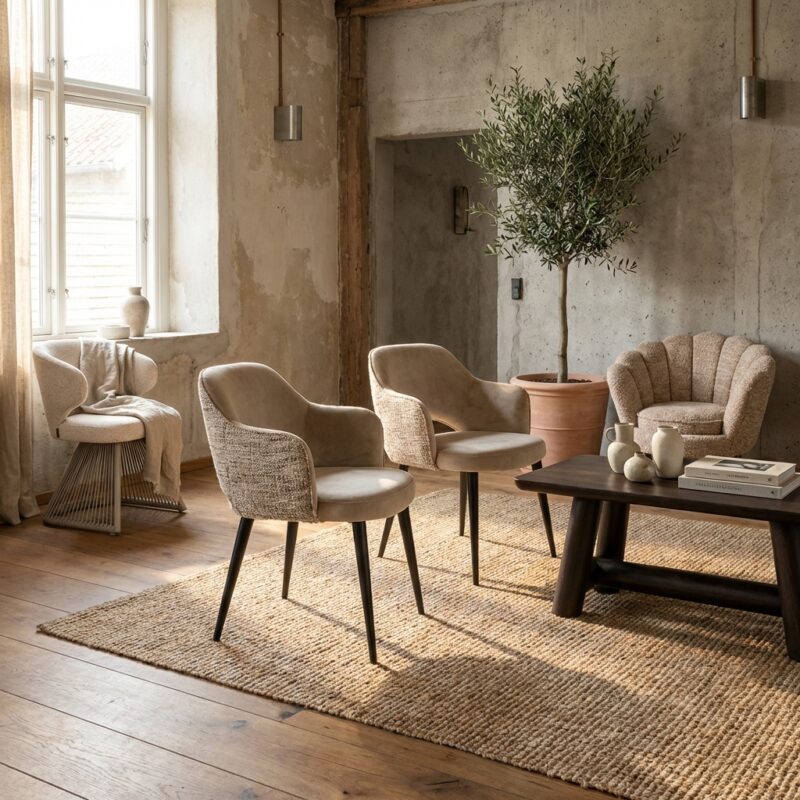 Eetkamerstoel Giovanna trendy nature, bruin, polyester, comfortabel