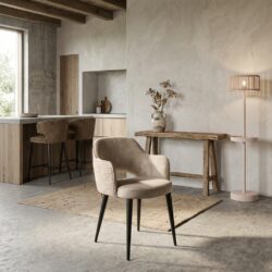 Eetkamerstoel Giovanna trendy roze en quartz khaki met fluwelen bekleding