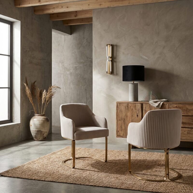 Eetkamerstoel Hadley khaki velvet fire retardant, comfortabel en elegant