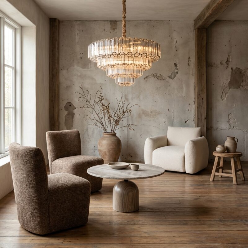 Eetkamerstoel Lorain greige met wieltjes, handgemaakt in polyester en multiplex