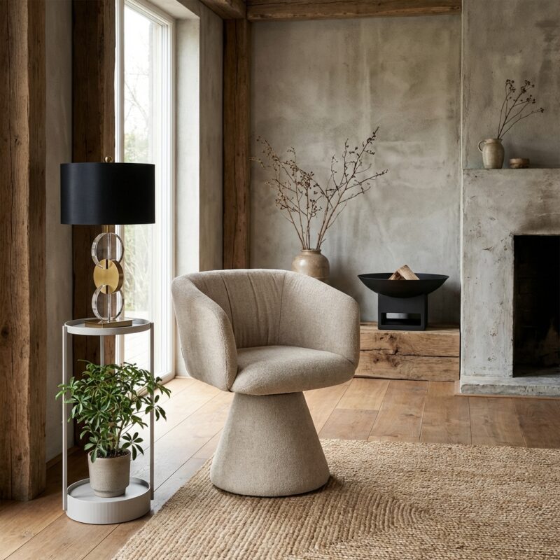 Eetkamerstoel Madeline cream unicorn swivel