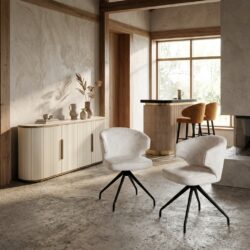 Eetkamerstoel Milly cream fusion swivel, wit, polyester, stijlvol en comfortabel