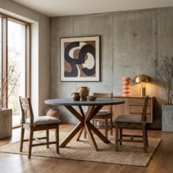 Eettafel Blackbone Brass black rustic 140Ø, complete view