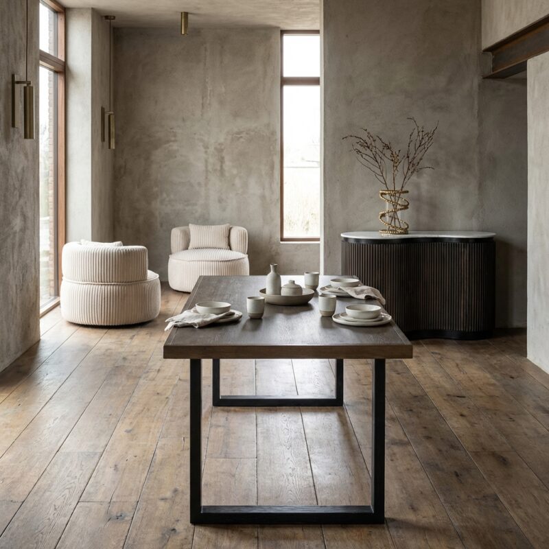 Bloomville eettafel met brass shagreen en glas top in bruin en goud