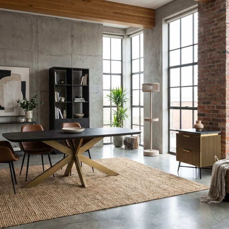 Eettafel Cambon dark coffee danish oval 280 met bronzen details