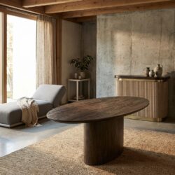 Gordon eettafel, bruin, eikenhout, modern minimalistisch ontwerp