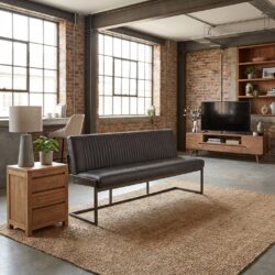 Ferro eetkamerbank met industrieel frame in grijs, Savannah anthracite kleur