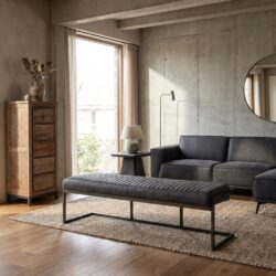 Ferro eetkamerbank 155 in industrieel stijl met anthracietkleurige Savannah-metalframe