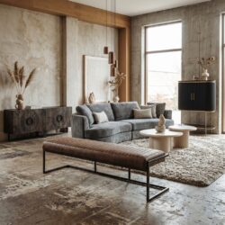 Ferro eetkamerbank Savannah light brown industrieel stijl