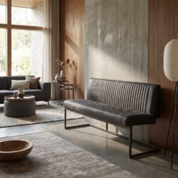 Ferro eetkamerbank met industrieel design in grijs, gemaakt van metaal