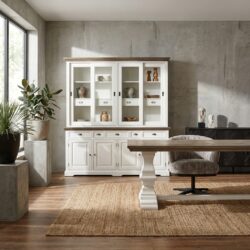 Fleur buffetkast wit, landelijk romantisch stijl, 204 cm hoog