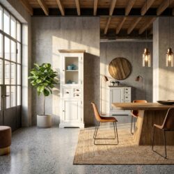 Fleur vitrinekast 66 cm wit landelijk romantisch