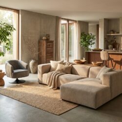 Glasgow 2 5-AL bankstel in beige grijs New Vintage stijl