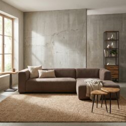 Glasgow 2 5-zitsbank AL + chaise lounge in iron grijs, new vintage stijl