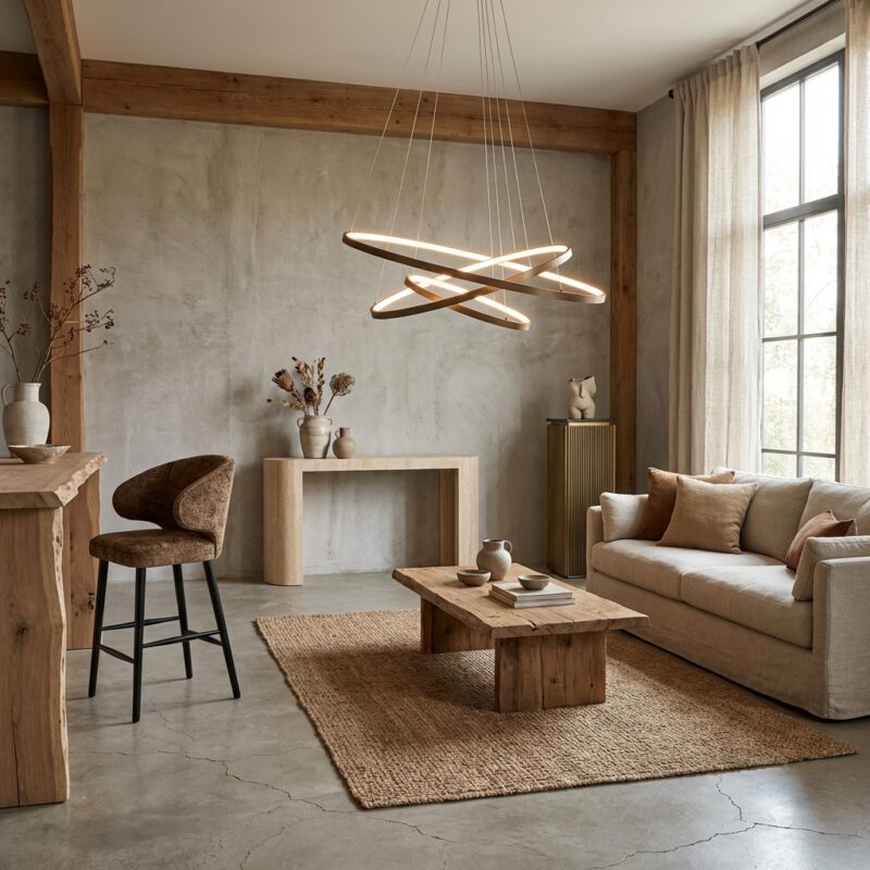 Hanglamp Amira goudkleurig aluminium moderne stijl