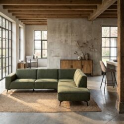 Leeds 2 5-zitsbankset met ottoman in flesgroen, landelijk modern stijl